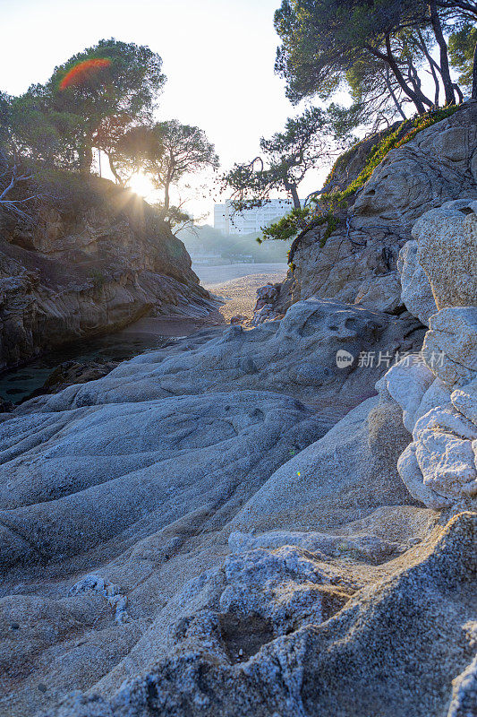 Platja D'Aro日落景观在11月Cala Sa Cova